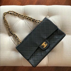 Chanel Med Lambskin Black Classic Double Flap Bag